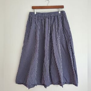 A New Day blue and gray stripe elastic band skirt women's size large